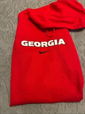 Nike Red Georgia Hoodie with White Logo - Large